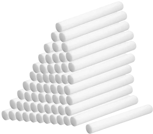 Carkio Cotton Humidifier Filter Sticks, 60PCS Mini Air Diffuser Pure Wicks Refill Cotton Filter Sticks Replacement Wicks for Cool Mist USB Humidifiers in Home, Bedroom, Office(White, 0.3×6.3)