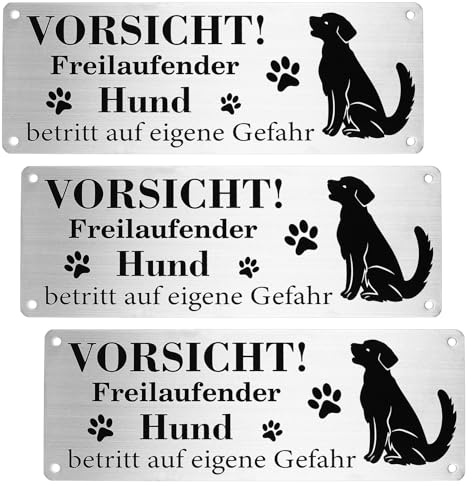 Zhujiehigh 3 Pz Cartello Attenti al Cane Alluminio Riflettente, 25x9 cm | Cartelli robusti preforati, scritta 'Chiudere il cancello', resistenti UV e impermeabili, adatti per esterno. 3 pz, 25x9 cm.