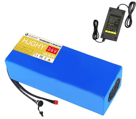 HJGHY T Plug,36V 20Ah, 36V 15Ah 20Ah 25Ah 30Ah Lithium-Akkupack 10S5/7/8/10P mit 42V 2A Ladegerät für 1000W Elektrofahrrad- und Rollermotor