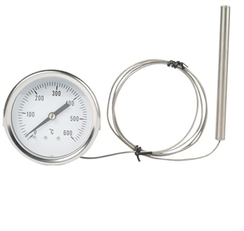 Termómetro de horno de acero inoxidable de 0 a 600 grados Celsius, sensor de alta temperatura para uso en calderas y chimeneas