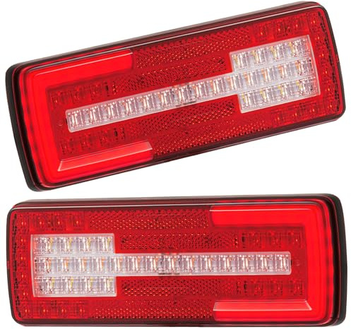 DARKGUARD 2 x Trailer Light Rear LED Tail Light Lamp 12V/24V E-Mark Approved IP67 Waterproof Towing Light For Trailer Caravan Truck, 6-in-1 Brake-Turn Signal-Position-Fog-Reversing & Reflector