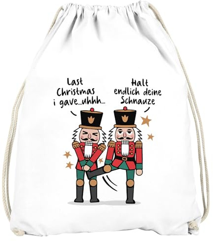 MoonWorks® Turnbeutel Spruch lustig Anti Weihnachten Nussknacker Jingle Balls Weihnachtstasche Weihnachtsbeutel Gymbag Weiss unisize