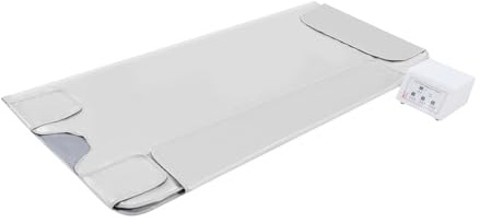 Coperta per sauna a infrarossi, 600 W, 180 x 80 cm, temperatura 35-80 °C, timer 0-90 min, 220-240 V, spina europea, PU PVC, bianco, argento, grigio, per perdita di peso, rilassamento muscolare, casa