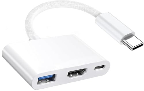 [Certifié Apple MFi] Adaptateur 3 en 1 USB C vers HDMI 8K @ 30 Hz pour iPhone 17/16/15, cordon Type-C vers HDTV avec PD 100 W et port USB 3.2, compatible avec MacBook Pro/Air iPad Pro vers moniteur de