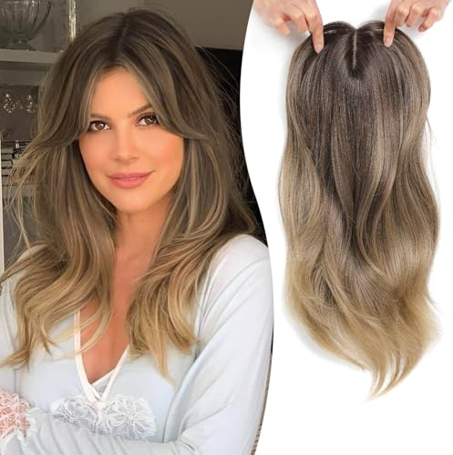 Ms Taj haartopper Haarteile für Damen 45cm Light Brown to Honey Blonde Haarteile für dünnes haar natürlich geschichtet Clip-in-Haarteil für mehr Haarvolumen synthetische Haa Haarteil
