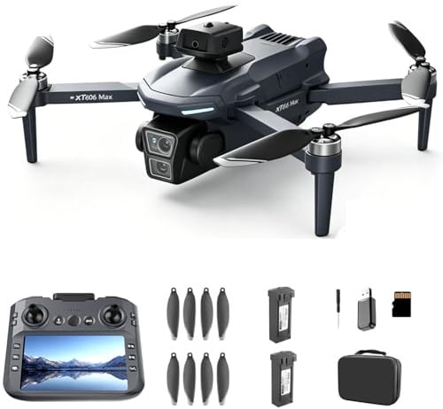 LKVVXTR Drone GPS con Dotato di Due Telecamera HD Grande Schermo TelecomandoTempo Volo Circa 30-40 Minuti per Principianti e Adulti