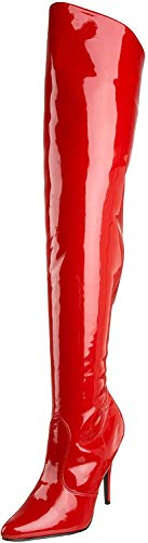 Pleaser Damen Seduce-3010 Oberschenkelhohe Stiefel, Rot (rotes Leder), 38 EU