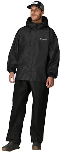 FROGG TOGGS Men's Standard Classic All-Sport 3-Layer Waterproof Breathable Rain Suit, Black/Black, X-Large