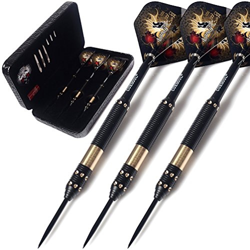 CUESOUL 25 Gramm Stahlspitze Darts mit Deluxe PU Darts Fall - Dragon Series 003