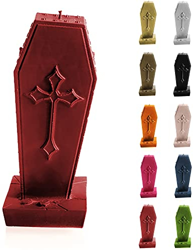 Candellana Sarg Deko Kerze - Halloween Deko - Gothic Deko - Grunge Deko Kerze - Heavy Metal Deko - Pentagramm Deko - Grunge Room Decor - Coffin with Cross