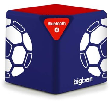 Big Ben Haut Parleur sans Fil Bluetooth Format Cube Bleu + Grille Rouge + Foot