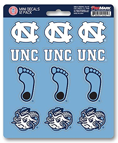 NCAA DST12U045 North Carolina Tar Heels DecalDecal Set Mini 12 Pack, Teamfarben