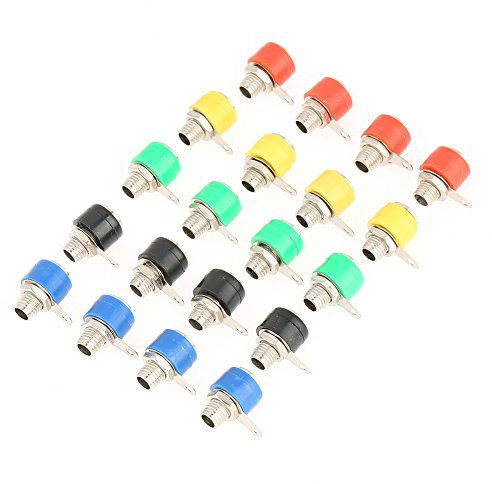 Hilitand Banana Plug Socket,20Pcs Mixed Colors 4mm Speaker Amplifier Terminal Banana Plug Socket Jack Connectors