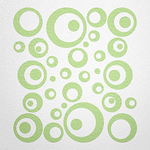 WANDfee Wandtattoo Kreise Punkte 50 FARBWUNSCH I pastellgrün I Wandaufkleber Aufkleber Kinderzimmer Fliesenaufkleber Badezimmer Küche