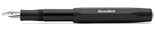 Kaweco Sport Kalligraphie Füller Black Stärke 1.9 mm I Füllfederhalter aus hochwertigem Kunststoff mit zuverlässiger Kalligrafie Feder I Schönschreibfüller für Tintenpatronen 13,5 cm Schwarz