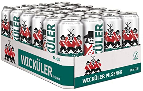 Wicküler Pilsener, würzig frischer Geschmack. 24x0,50 L Dose EINWEG