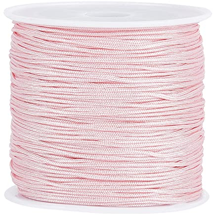 PH PandaHall about45m / Rotolo 0.8mm Filo Nylon Cordino per Gioielli in Nylon Rosa per l'abitudine Tessuto Produzione di Gioielli