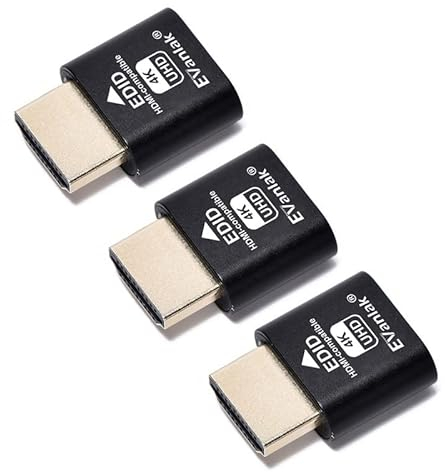 EVanlak HDMI Dummy Plug Headless Ghost Display Emulator Premium Aluminum PC(Fit Headless-3840x2160@60H New 3RD)-3Pack
