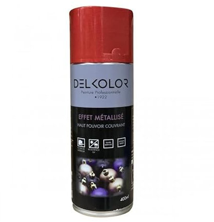 DELKOLOR - Delkolor Peinture en Aérosol Effet Métallisé - 400ml - Couleur ROUGE