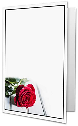 25 x Trauerkarte DIN A6 Motiv Rose - schwarzer Trauer-Rahmen - 10,5 x 14,8 cm - Doppelkarte bedruckbar - Kondolenzkarten für Danksagung, Einladung, Anzeige Trauer