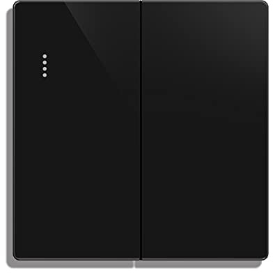CNBINGO Big Rocker Button Switch with Phosphor Dots, Modern Matte Black Wall Plate, Electrical Double Light Switch, 2 Gang 1 Way, 16A 250V