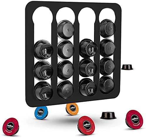 HUIIUH Porta Cialde Caffè per Capsule Lavazza Modo Mio, 16PCS Porta Capsules Lavazza in Alluminio, Portacapsule Robusto a Parete(Nero)