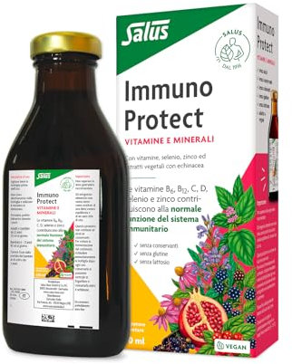 Salus Immuno Protect - Integratore alimentare per favorire la normale funzione del sistema immunitario, con vitamine, minerali ed echinacea - 250ml