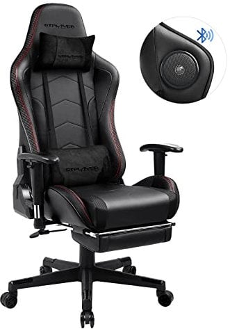 GTPLAYER Silla Gaming con Reposapies Escritorio Oficina Gamer Ergonomica con Cojín Reposabrazos 3D Ajustables Respaldo Reclinable Multifuncional Negro