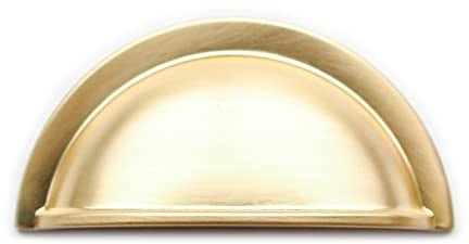 Box of 10 x 64mm Brushed Brass Cup Handles for Kitchen Cabinets | Bedroom | Furniture | Cupboards