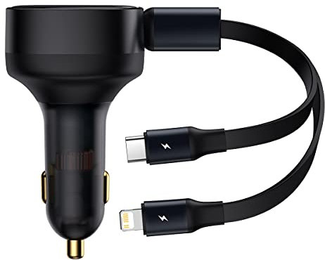 Baseus Enjoyment Kfz-Ladegerät mit Kabel USB-C + Lightning 3A, 30W (schwarz)