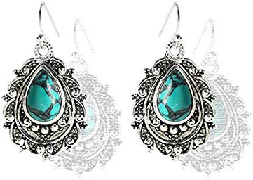 Vintage Bohemian Schmuck Frauen Natürliche Türkis Teardrop Ohrring Lange Tropfen Baumeln Ohrringe Geschickt und professionell