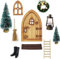 FANXIYA Wichteltür Weihnachten Set aus Hölz Nissedor Set Miniatur Wichtel Tür Weihnachten mit Zubehör Weihnachtswichtel Tür Set