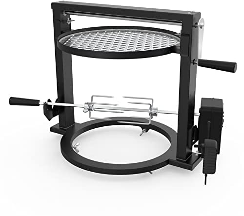 onlyfire Sistema de asador estilo Santa Maria compatible con estufa individual de 15 pulgadas, sin humo, con motor, 2 tenedores de carne y parrilla ajustable