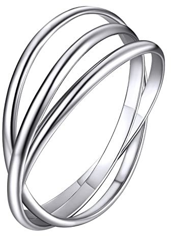 Supcare Eheringe Silber Damen Ringe 925 Silber Ringe 3er verflochten Ringe Trinity Ring Dreier Drehbarer Ring Wickelring Silber 925 Ring Anxiety Relief Fidget Ring Vorsteckring Schmuck für Weihnacht