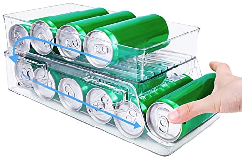Mulaibdin Fridge Can Dispenser, Fridge Organisers Stackable, Fridge Storage Containers, Rolling Can Dispenser 2-Layer, Can Holder for Pantry,Fridge,Cupboard,Car,Drinks, Cabinet,Soda (Foldable)
