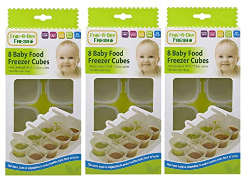 24 Baby Food Freezer Cubes Weaning Pots Fruit Veg Puree Storage Containers 70ml BPA Free Microwave Safe