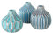 ReWu Vase im 3er Set im Shabby Chic Look aus Keramik Blumenvase Tischdekoration für Blumen und Trockenblumen Dekoratives Design - Blau