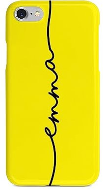 Tirita Personalised Phone Case Compatible with iPhone 6 Plus & 6s Plus Hard Cover, Colourful Summer [13- Neon Yellow Handwritten Name]