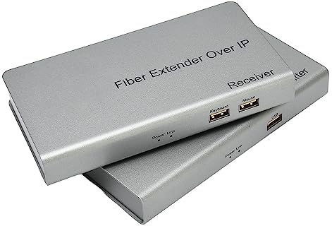 HDMI Extender Over IP, 1080P HDMI KVM Glasfaser Extender über IP, Bis Zu 20Km über Single Mode LC Single Core Übertragung, mit Lokalem Loopout