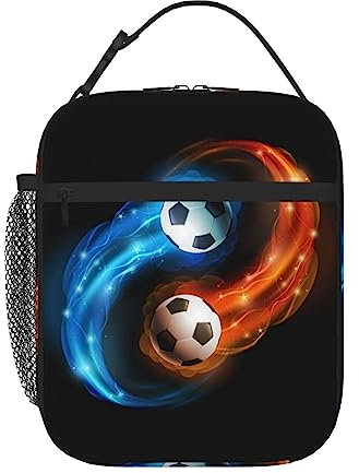 PIXOLE Lonchera para adultos con diseño de pelota de fútbol para el trabajo de oficina, lonchera para hombres y mujeres, lonchera portátil reutilizable con aislamiento