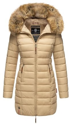 MARIKOO Damen Winter Übergangs Jacke Winterjacke Stepp Mantel gesteppt B647 [B647-Rosen-Beige-Gr.S]