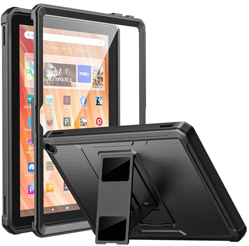 MoKo Hülle für All-New Amazon Fire HD 10 Tablet (13th Generation, 2023 Release) 10.1- Robuste Ganzkörper Schutzhülle für Fire Tablet 10 2023 mit Bildschirmschutz, Schwarz