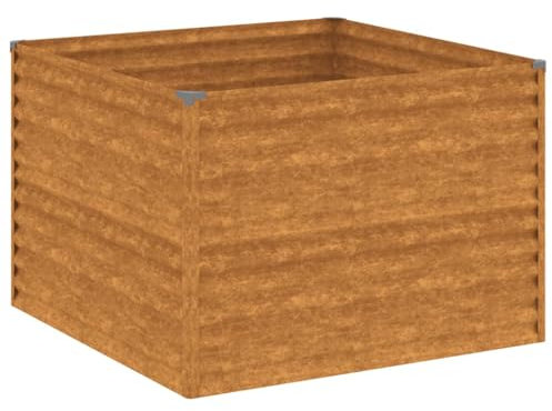 vidaXL Hochbeet, Wetterfest Pflanzkasten mit viel Platz, Pflanzkübel Blumenkasten für Balkon Garten, Blumenkübel Gemüsebeet, 100x100x69 cm Cortenstahl