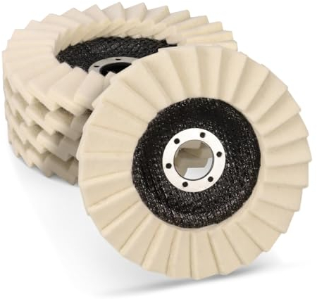 Shineboc 5 Stück 125mm x 22.2 mm Filz Polierfächerscheibe Glanz Polierscheibe Filz Glanz Polier Scheibe für Winkelschleifer, zum Schleifen und Polieren von Lack, Holz, Plastik