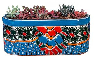 Evergreen Garden Talavera mexikanische Keramik-Pflanzgefäß, Türkis, Blumentopf, Sukkulenten, für drinnen und draußen, 30,5 cm