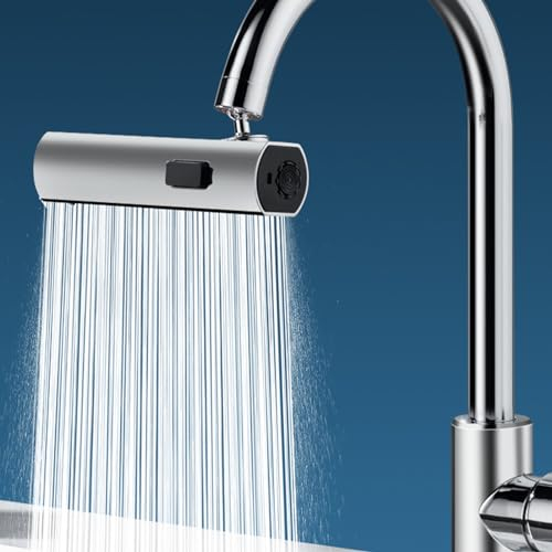 Robinet de cuisine cascade rotatif à 360 ° - Rallonge multifonction - Embout de robinet pour raccord universel - Rallonge de robinet avec adaptateur pour salle de bain et cuisine