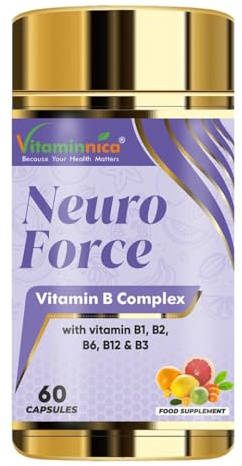 Vitaminnica Neuro Force | Vitamin B-Complex B1, B2, B3, B6, B12 | Energy Levels & Metabolism | 60 Capsules