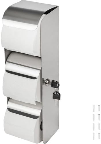 Desyeryamimi Commercial Toilet Paper Holder Toilet Tissue Dispenser with Lock- 3 Roll Stainless Steel Toilet Paper Dispenser Wall Mount- Double Roll Toilet Tissue Holder for Bathroom/Restroom