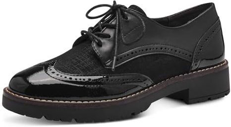 Jana Damen Schnürschuhe Elegant Vegan, Schwarz (Schwarz strukturiert), 40 EU