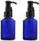 MZUU 2PCS 60ML/2OZ Empty Refillable Blue Glass Pump Bottles with Pump Vial Cosmetic Jar Pump Dispenser